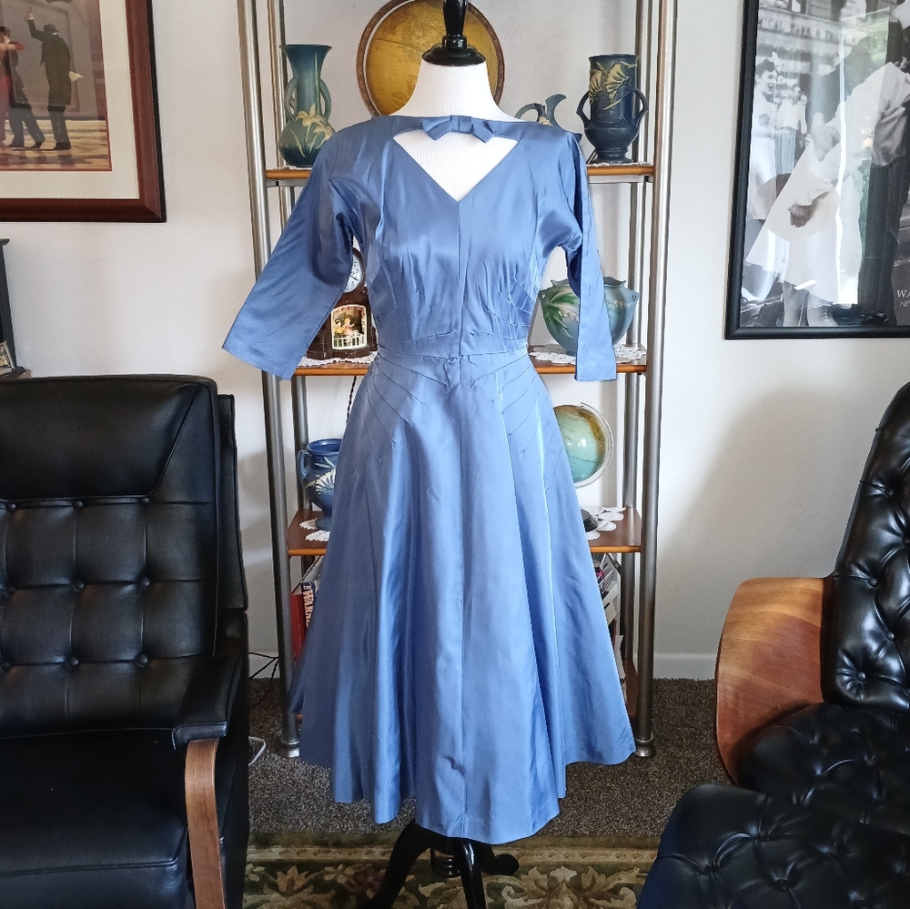 Vinage 1950s Evening Dress In Blue Size S
